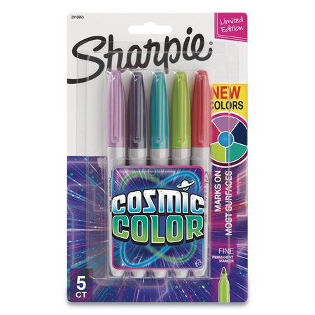 SHARPIE Cosmic Color Permanent Markers, Medium Bullet Tip, Assorted Color, PK5 2010953